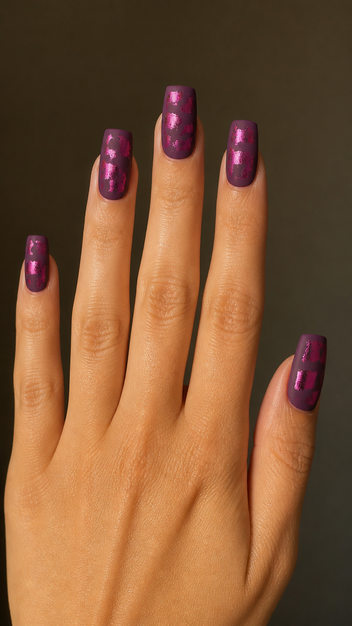 Hot Pink Holographic Foil Blocks on Plum Base