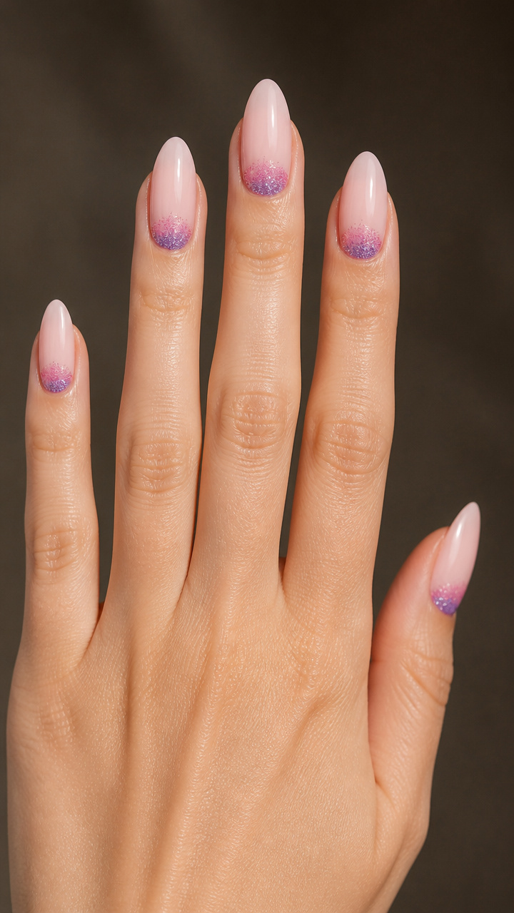 Glitter Gradient Half-Moons with Milky Base