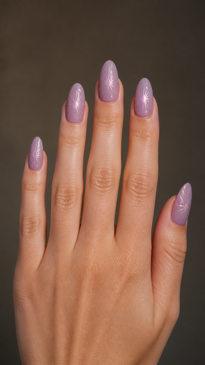 Frosted Mauve With Iridescent Starburst Details