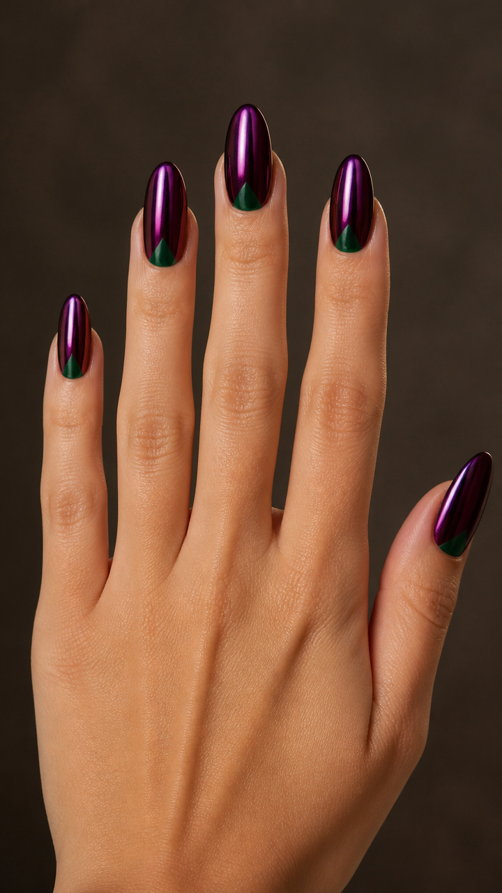 Deep Plum Chrome with Emerald Green Accents
