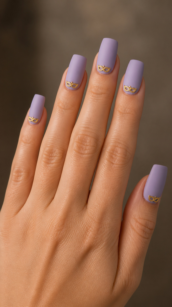 Muted Lilac with Tiny Mask Charms