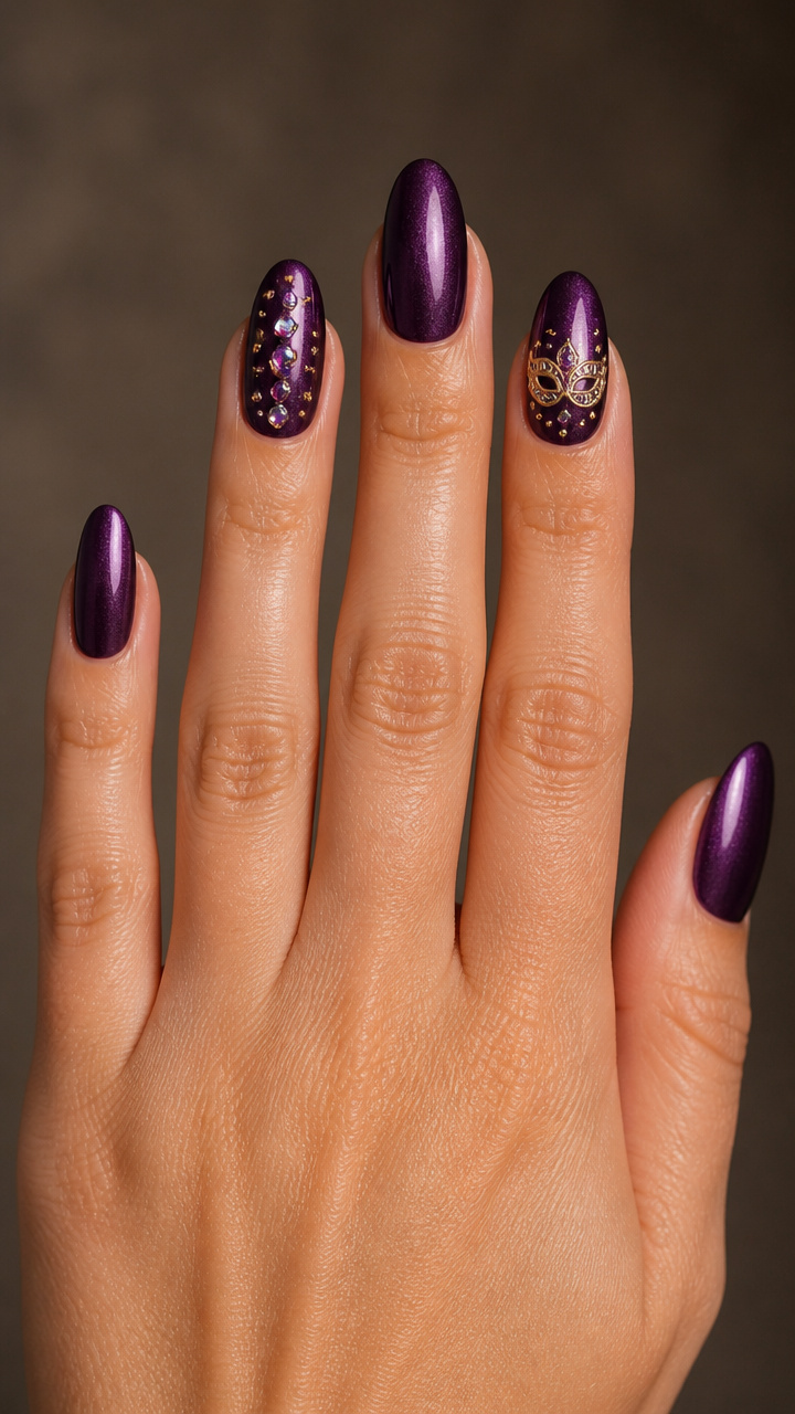 Eggplant Metallic with Floating Rhinestones