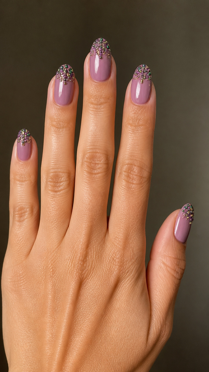 Pastel Mauve with Mini Bead Embellishments