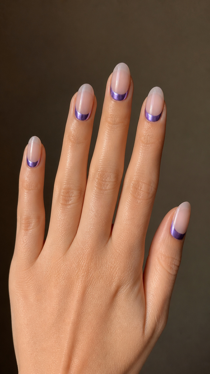Lilac Chrome Reversé French Tips