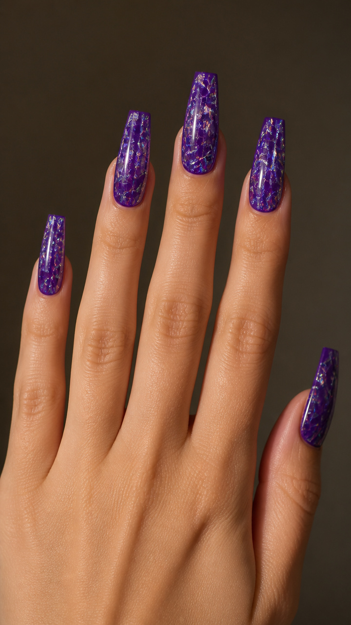 Royal Purple with Holographic Crackled Finish