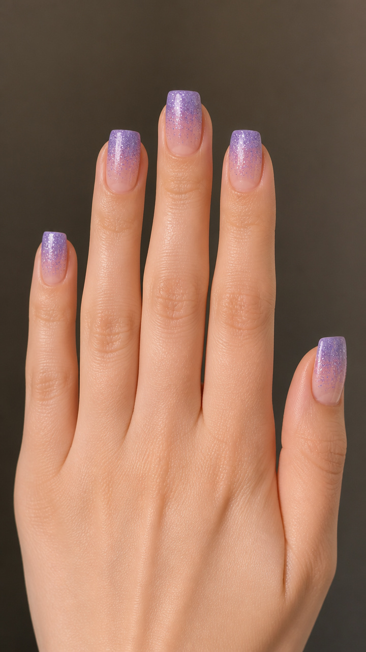 Lavender Glitter Dip with Clear Base