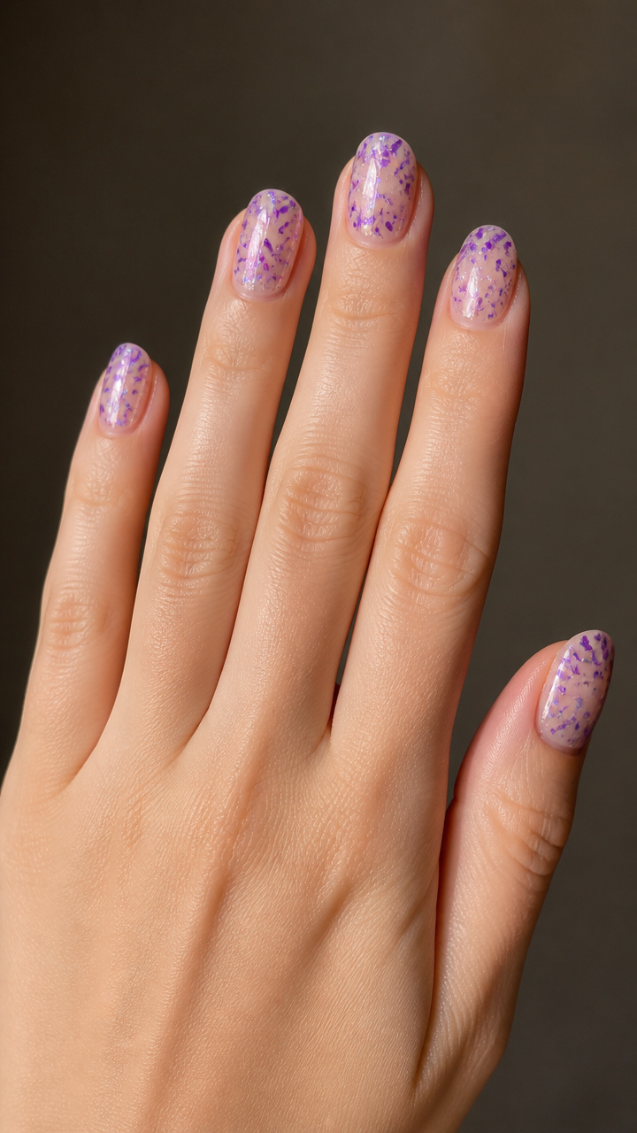 Amethyst Holographic Flakes on Sheer Base