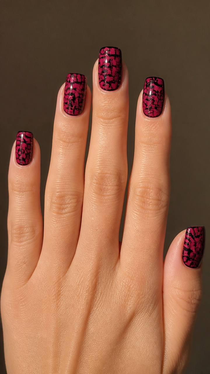 Deep Rose with Black Crackle Overlay