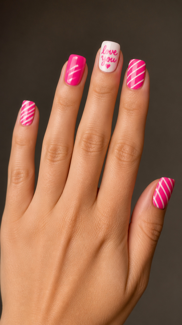 Hot Pink and White Love Note Stripes