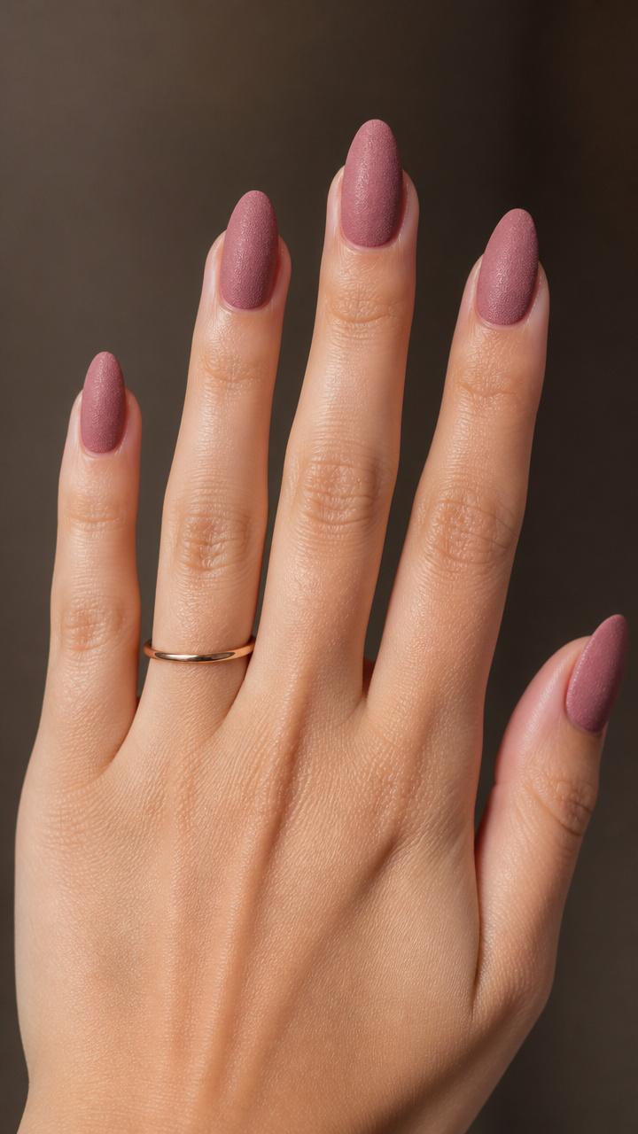 Mauve-Pink Suede Finish with Minimalist Ring
