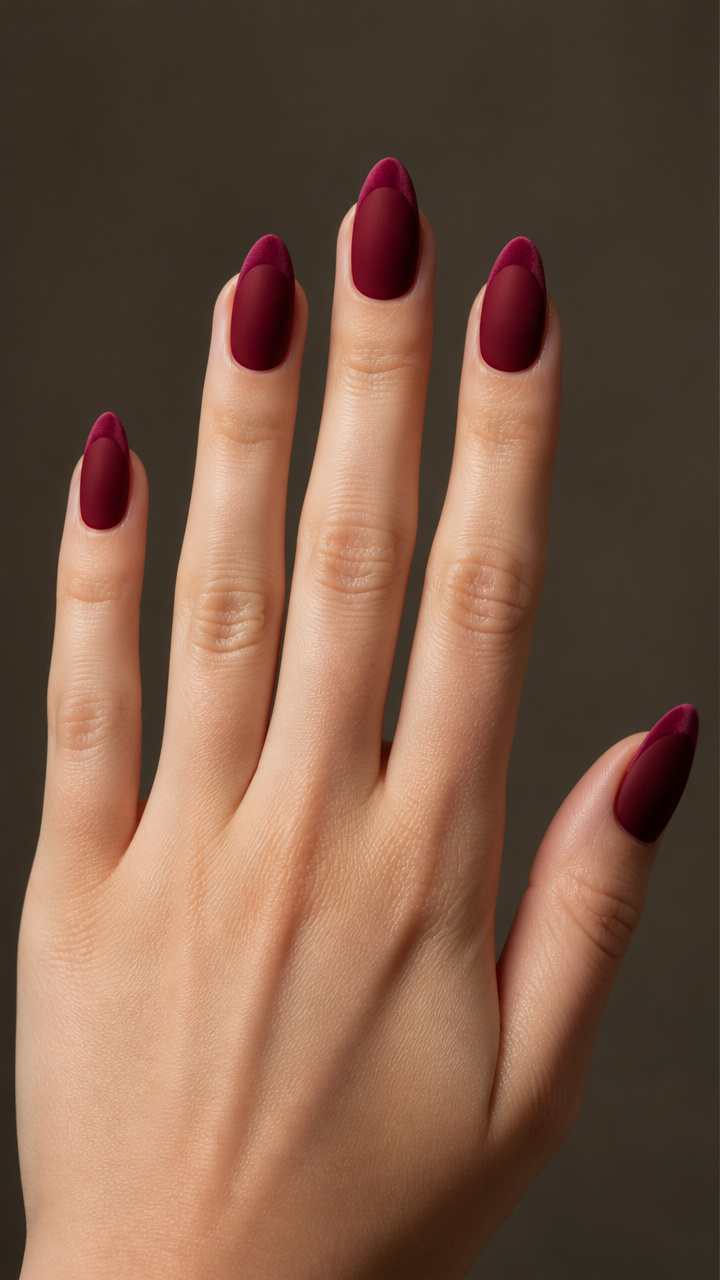 Red Velvet Matte Almond Tips