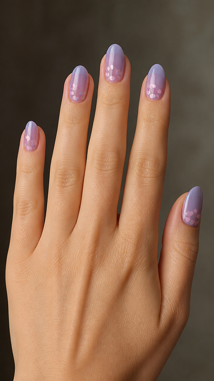 Sheer Lilac Jelly Base with Micro Hearts