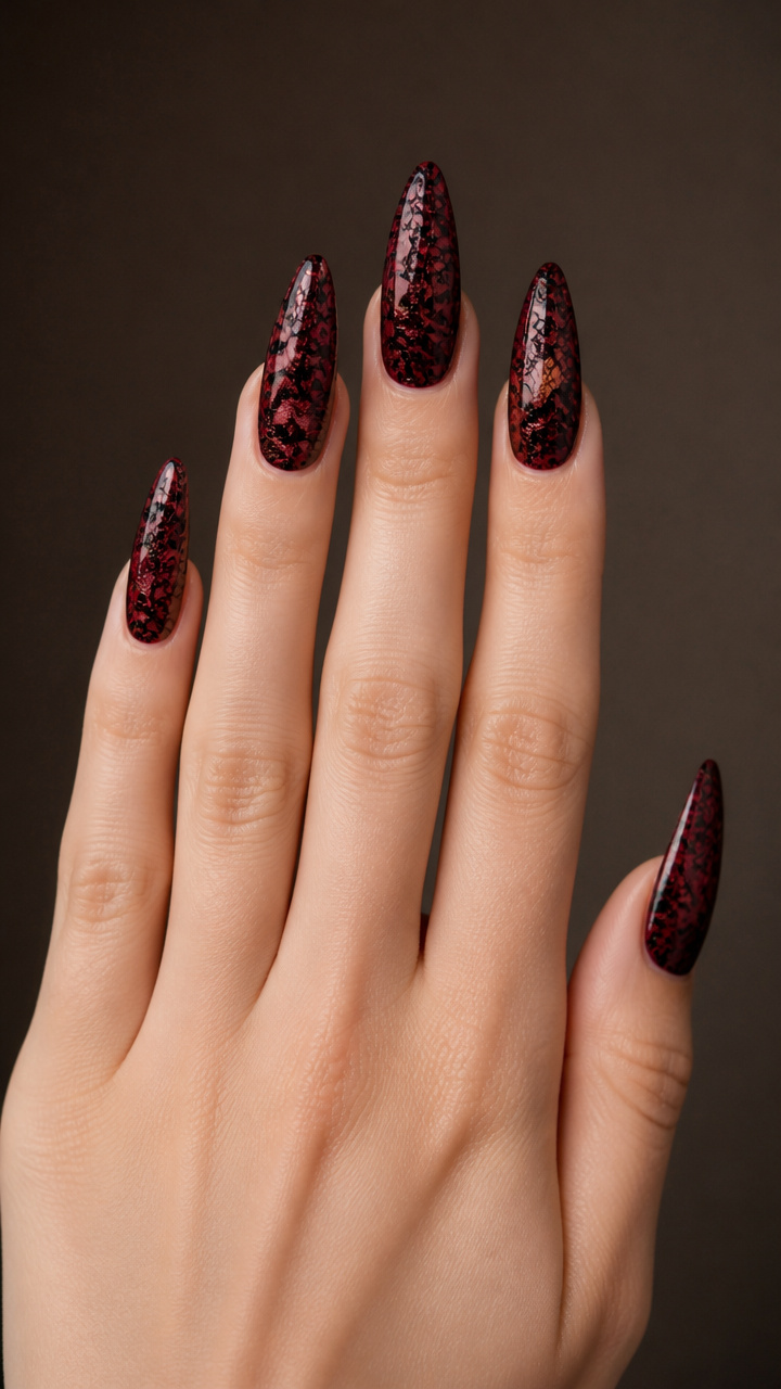 Black Lace Overlay on Deep Bordeaux