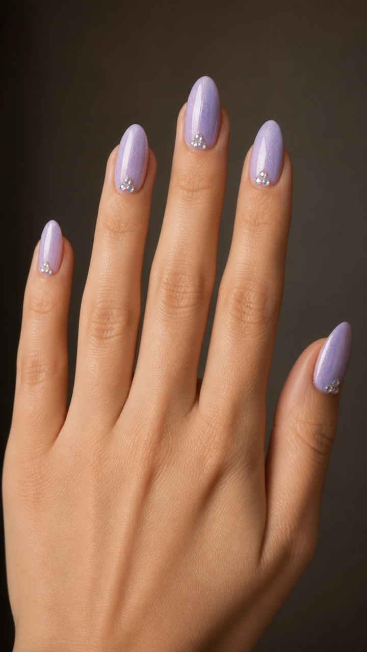 Icy Lavender with Tiny Rhinestone Clusters