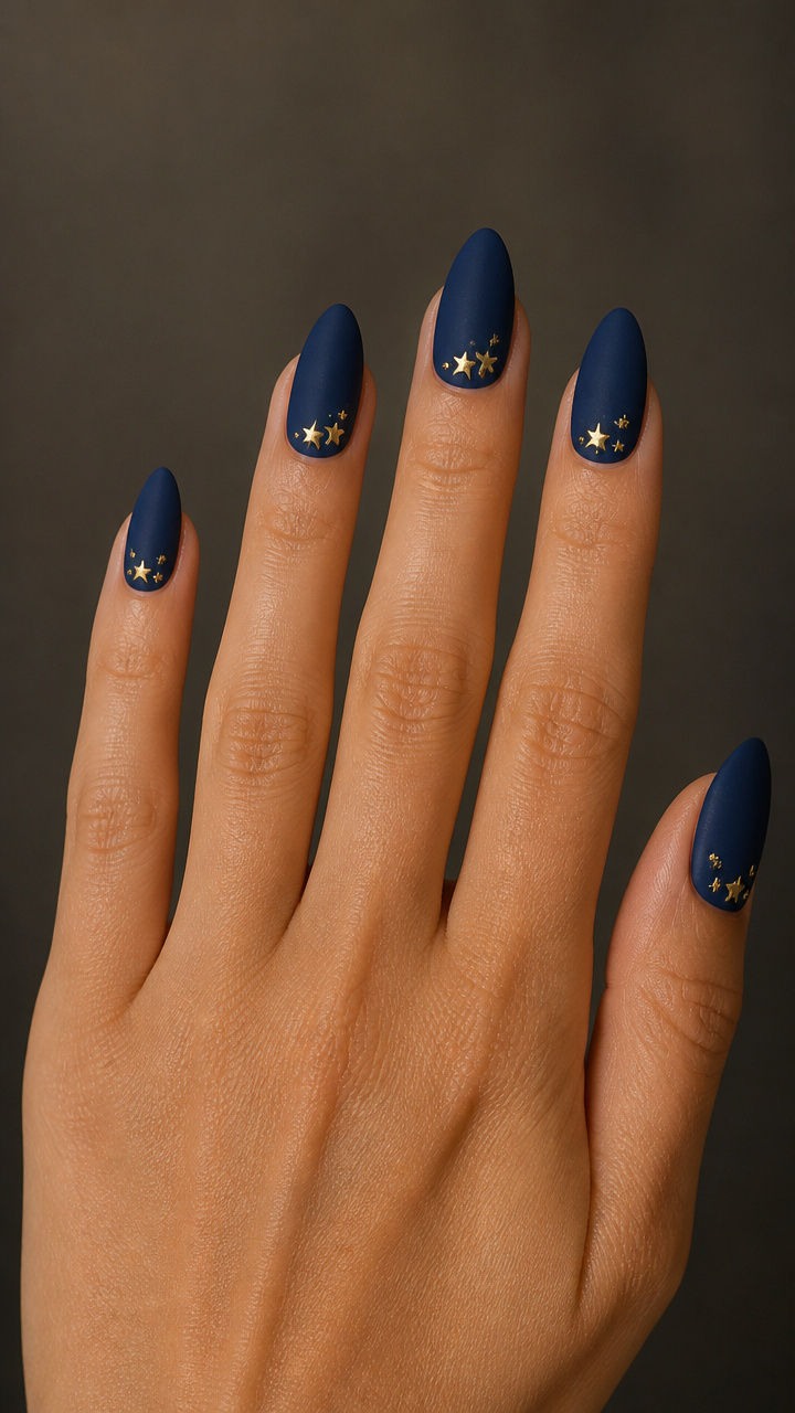 Navy Blue With Tiny Gold Stars