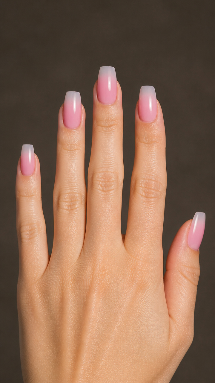 Rose Quartz Ombré on Square Nails
