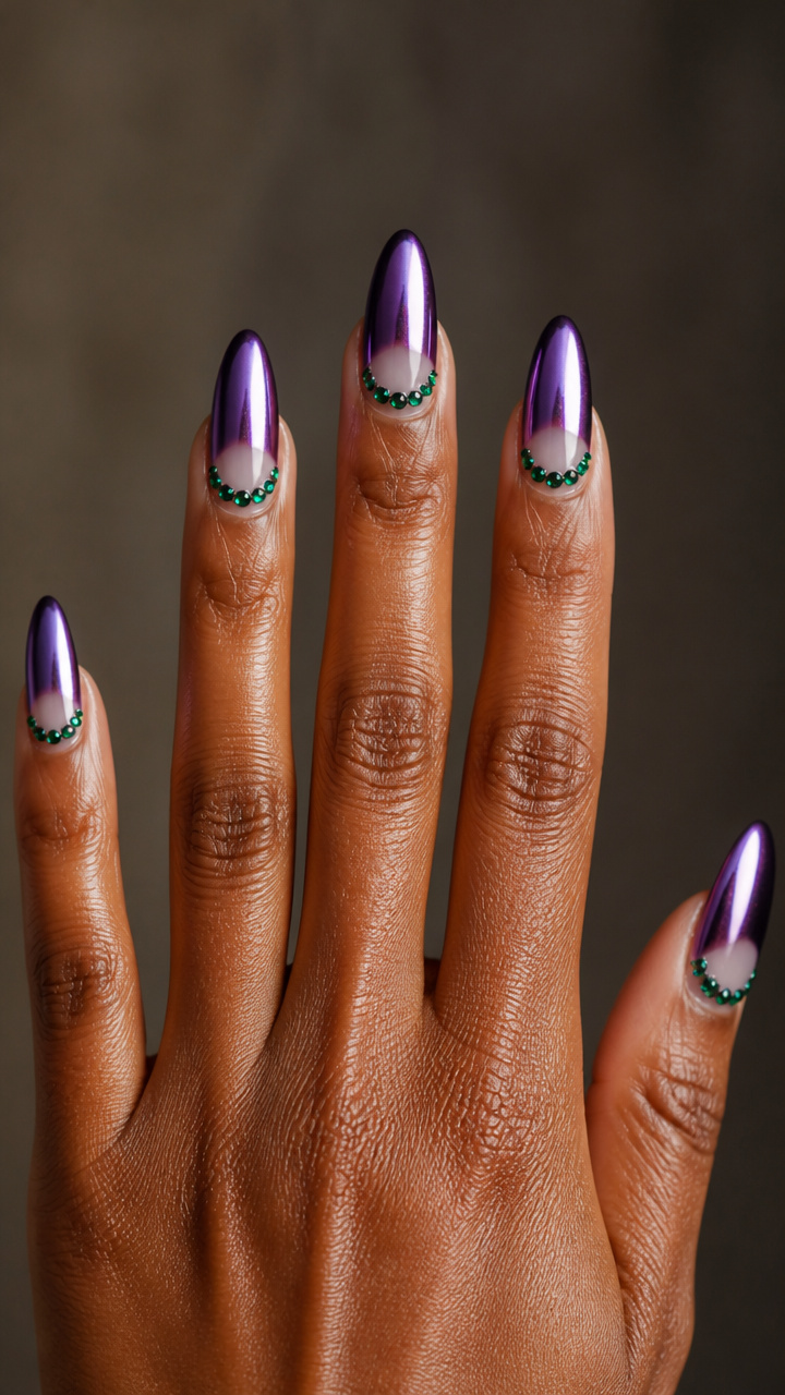 Purple Chrome Tips with Emerald Accents