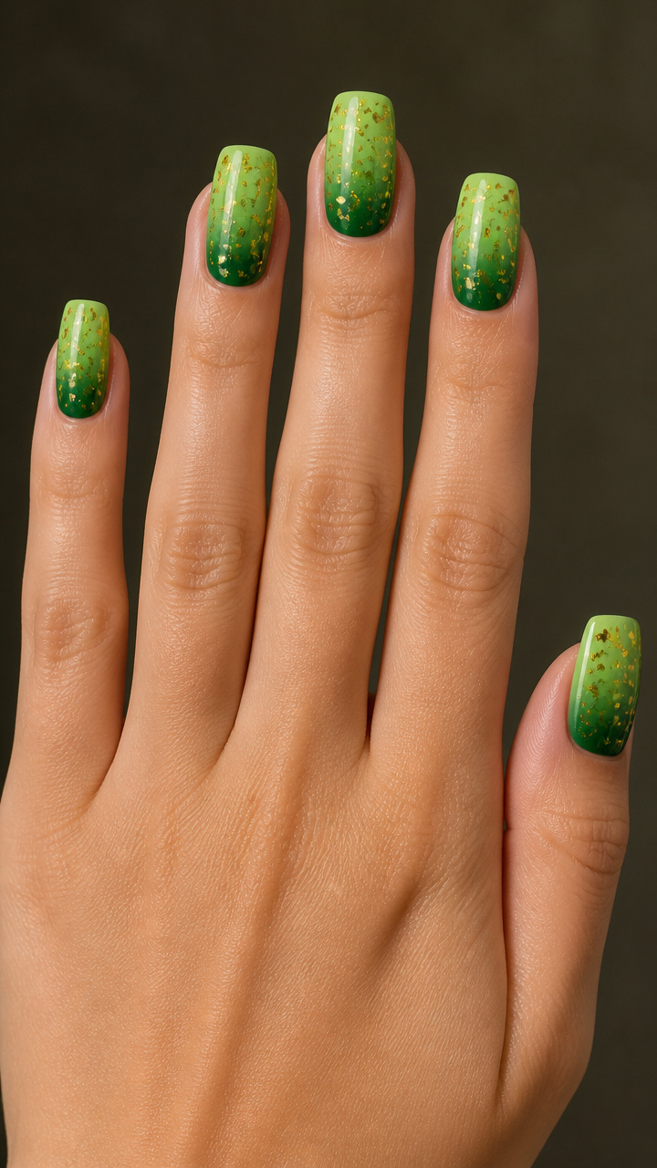 Green Ombré with Gold Foil Flecks