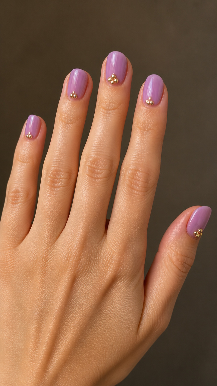 Sheer Lavender with Floating Gold Pearls
