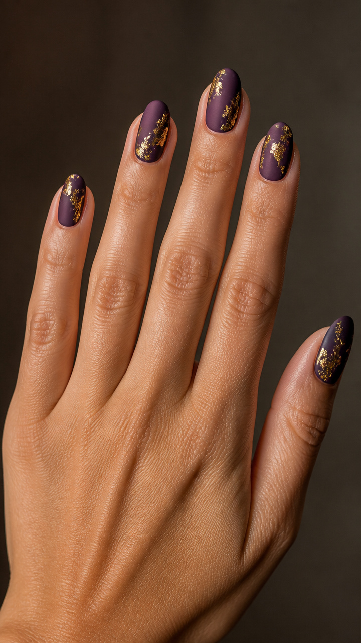 Gold Leaf Accents on Matte Purple