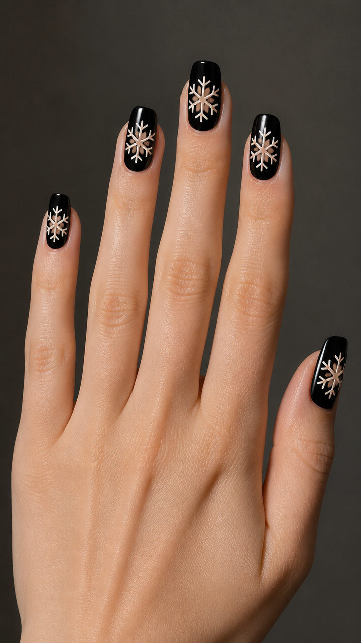 Black Base with Negative Space Snowflakes