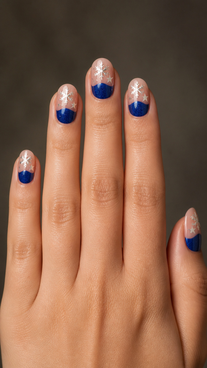 Cobalt Blue Half-Moons with Silver Stars