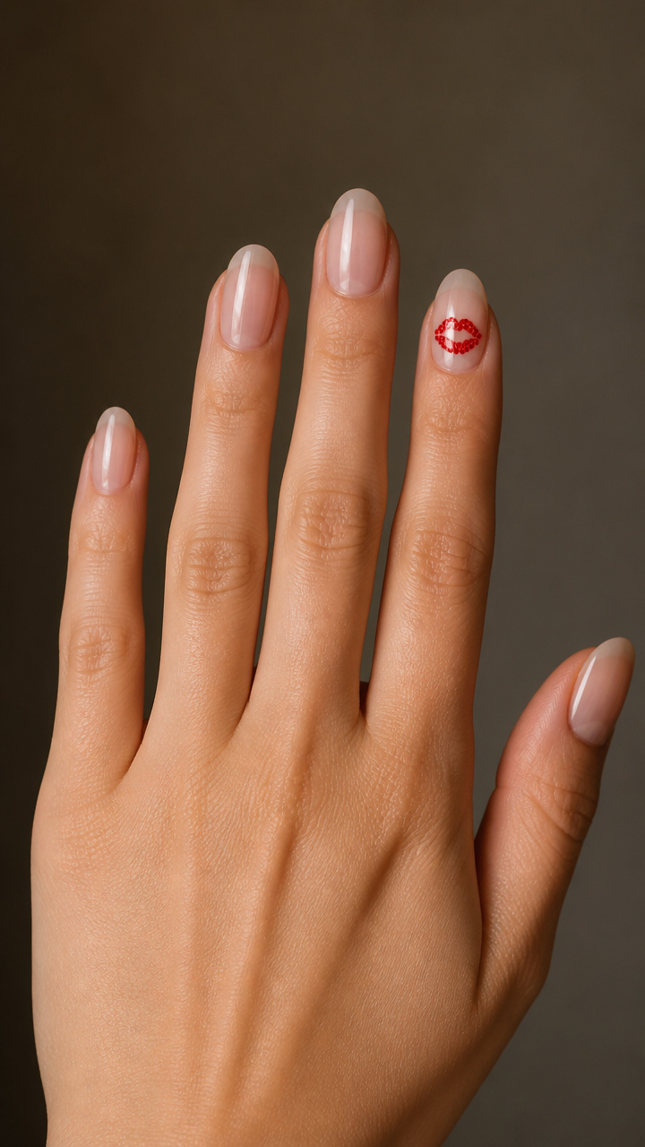 Dotted Red Lip Nail Art