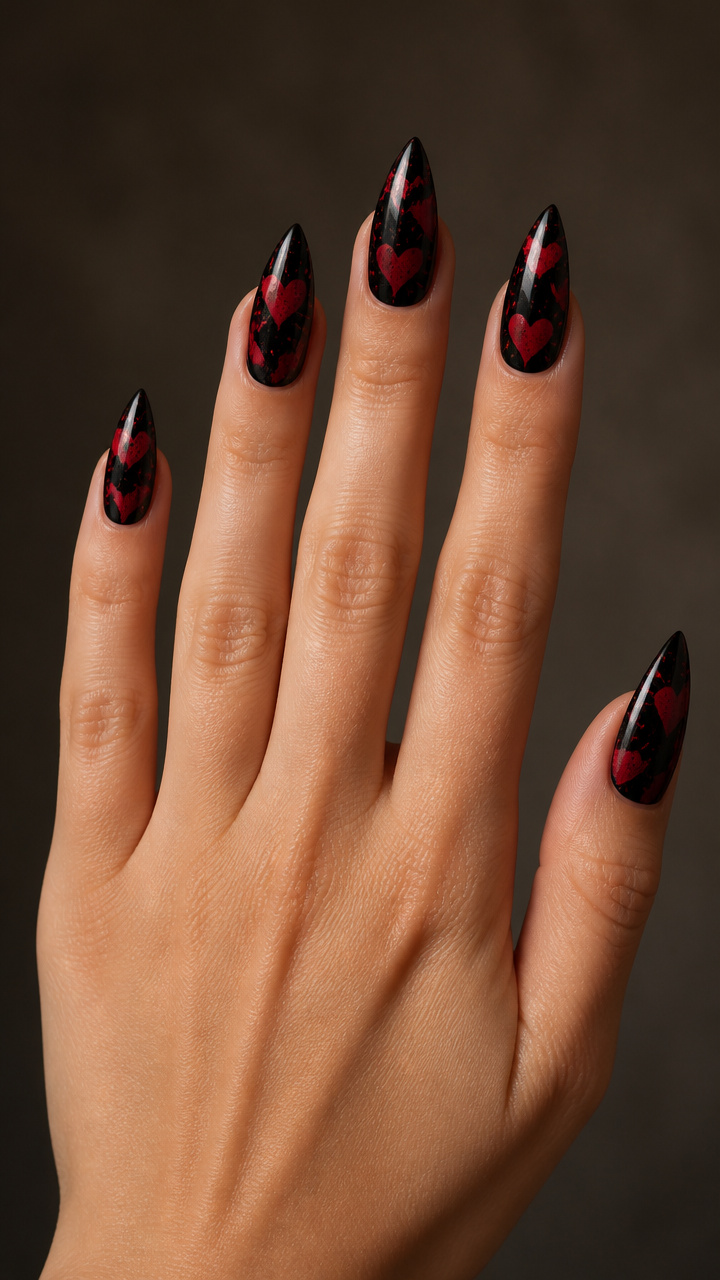Black and Red Abstract Heart Splatter