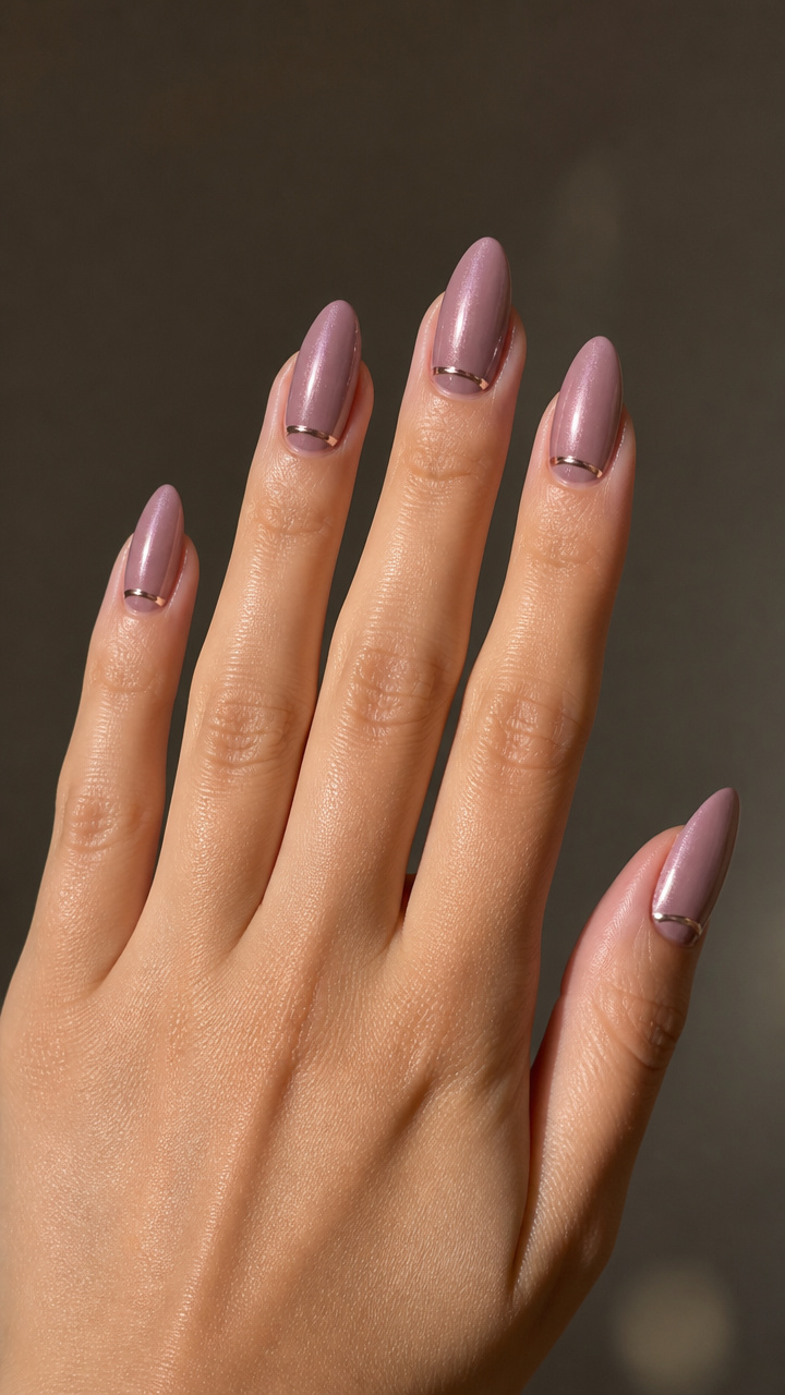 Frosted Mauve Almond with Chrome Accents