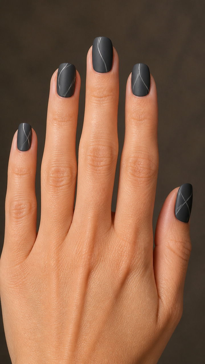 Charcoal Gray with Minimalist Line Art