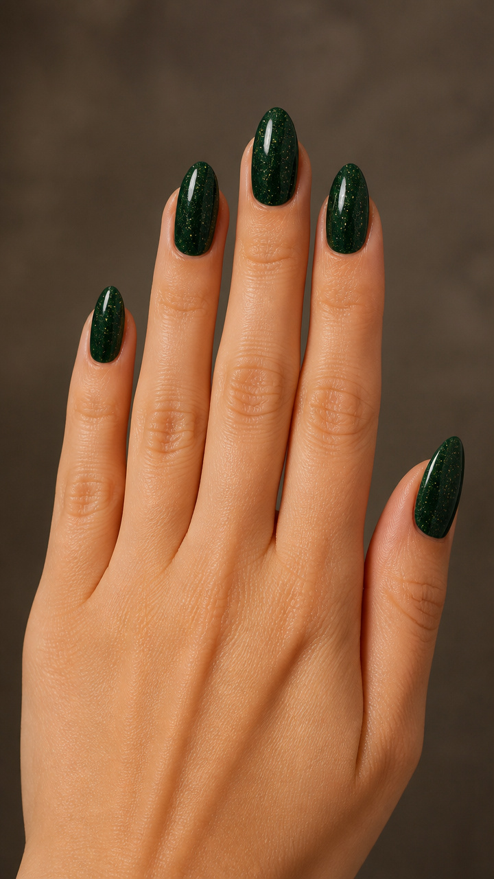 Evergreen Green with Gold Flecks