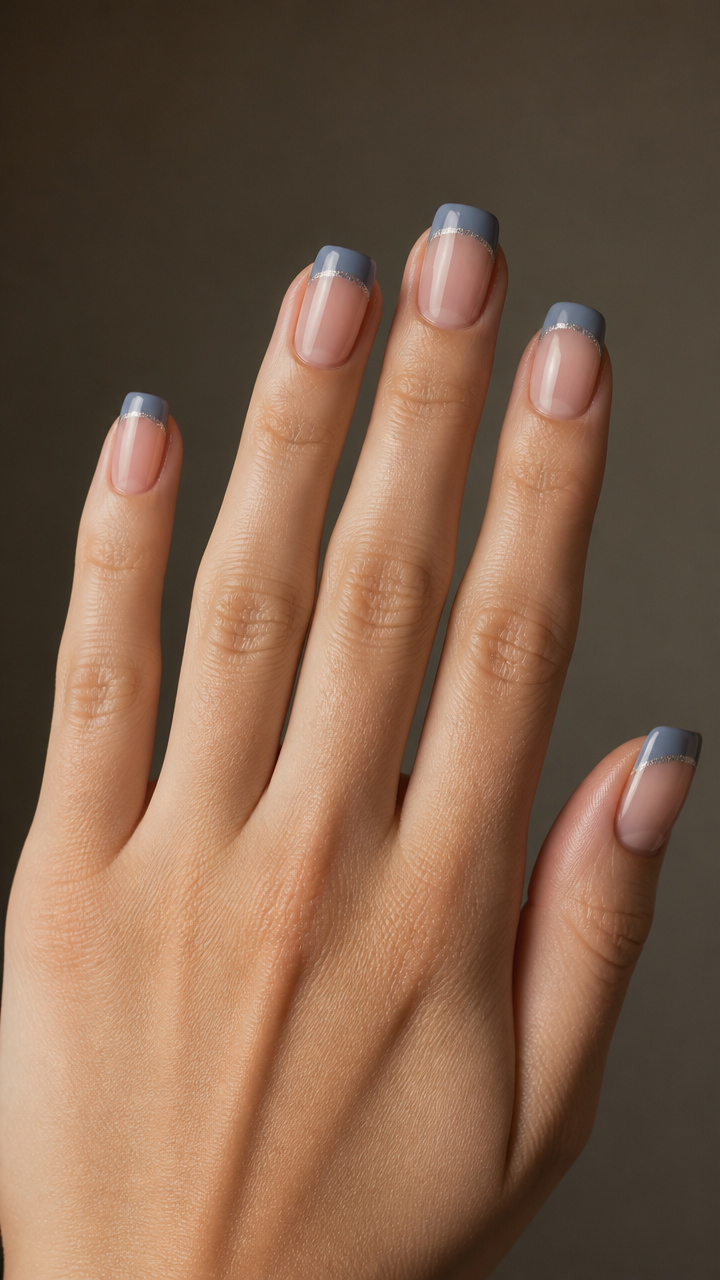 Dusty Blue French Manicure