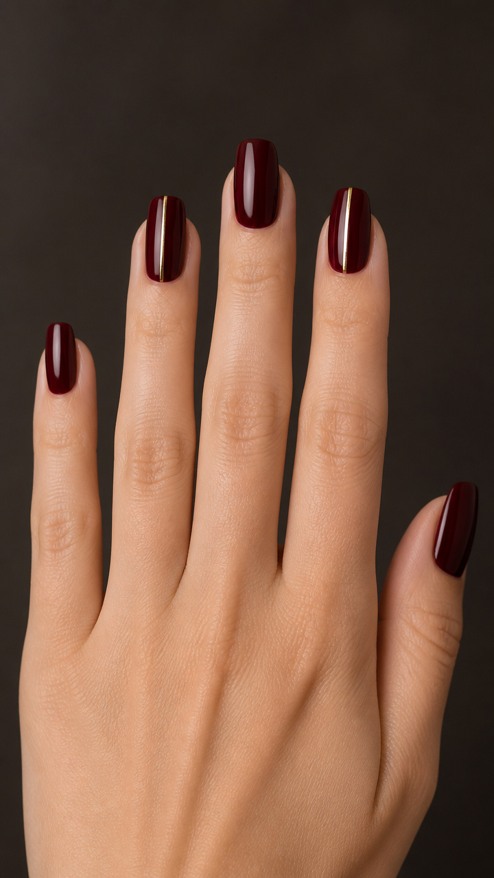 Burgundy with Minimal Gold Stripe