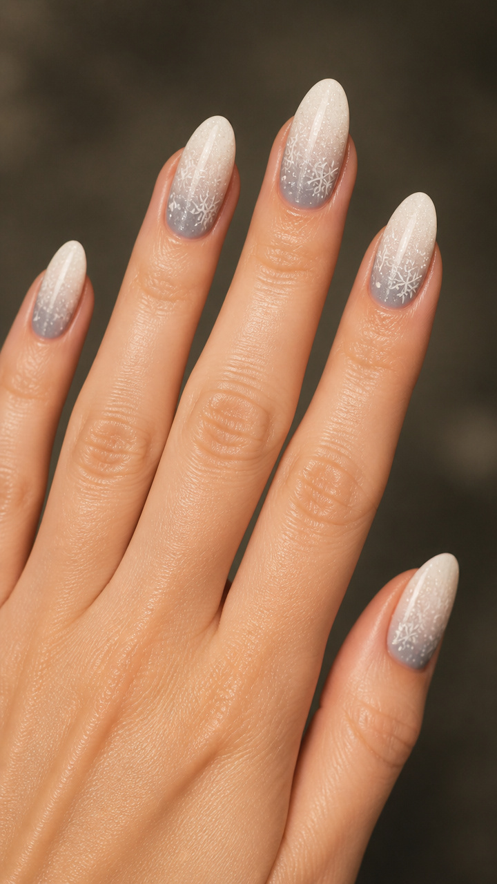 Glitter Ombré Transition from White to Pale Gray