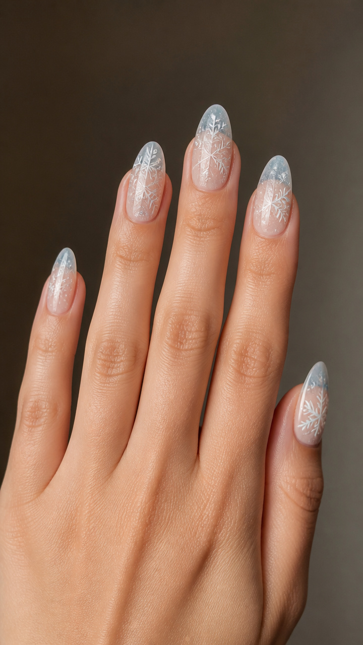 Frosted Glass Effect with Etched Snowflake Patterns