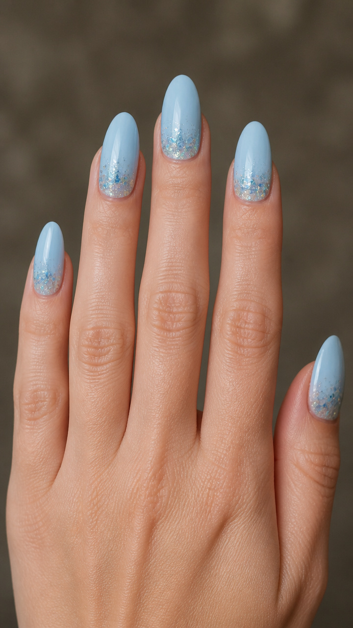 Baby Blue Gel with Holographic Flake Accents