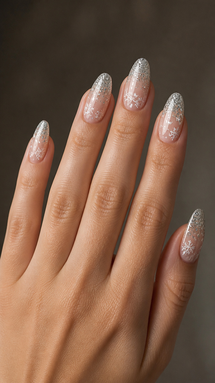 Silver Gradient Over Nude Base with Flake Confetti