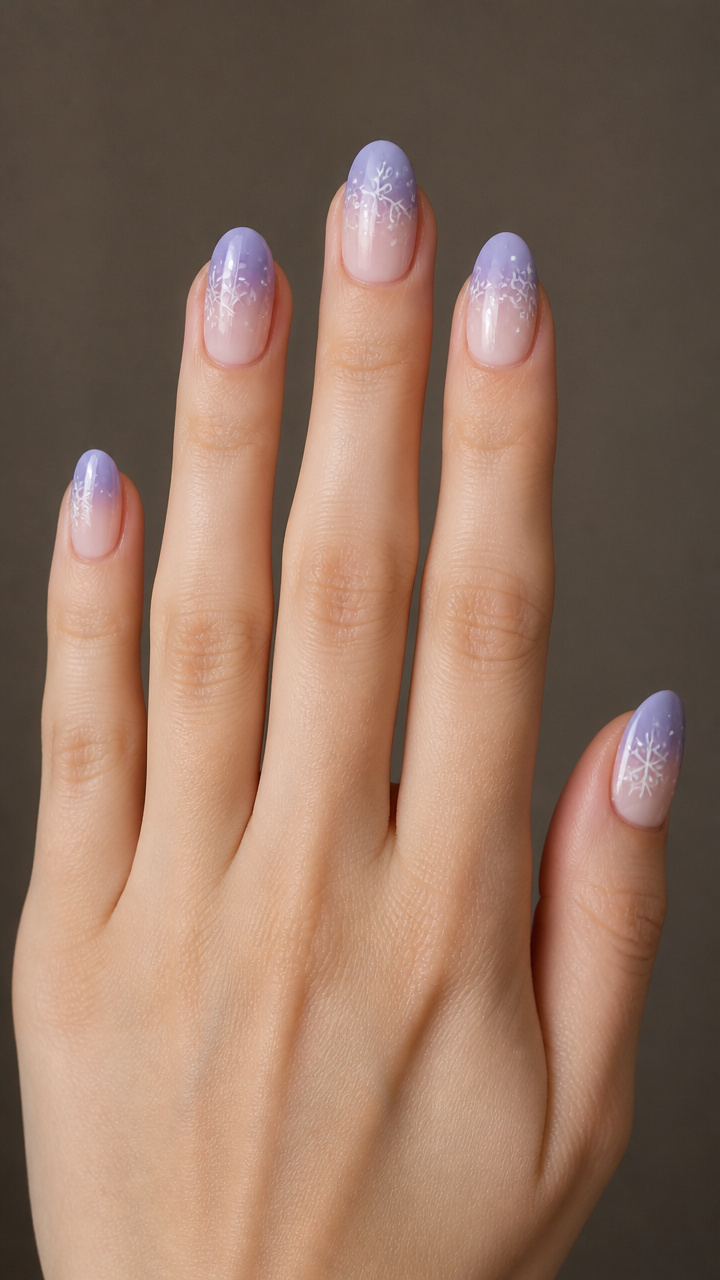 Pale Lavender Ombré with Hand-Painted Flakes