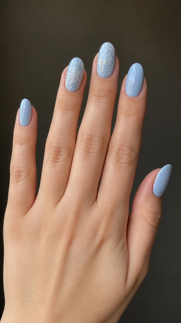 Baby Blue Stamping with Delicate Flake Patterns