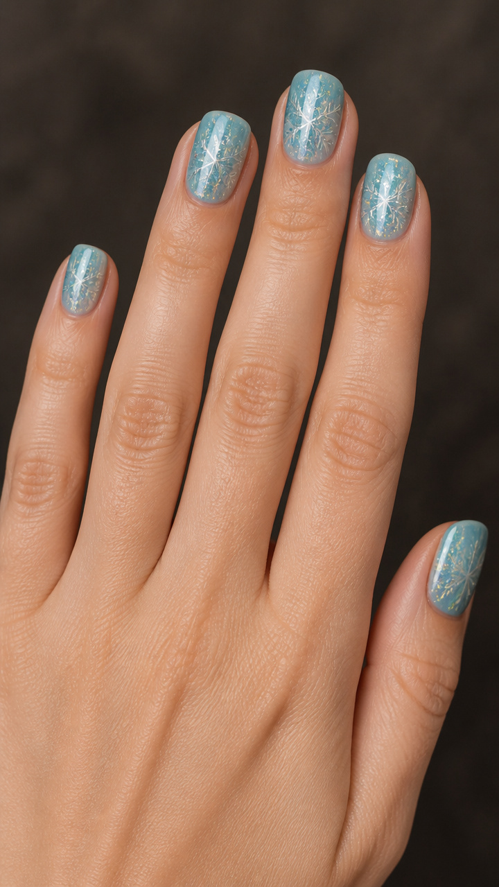 Icy Teal Holographic Shimmer with Etched Flakes