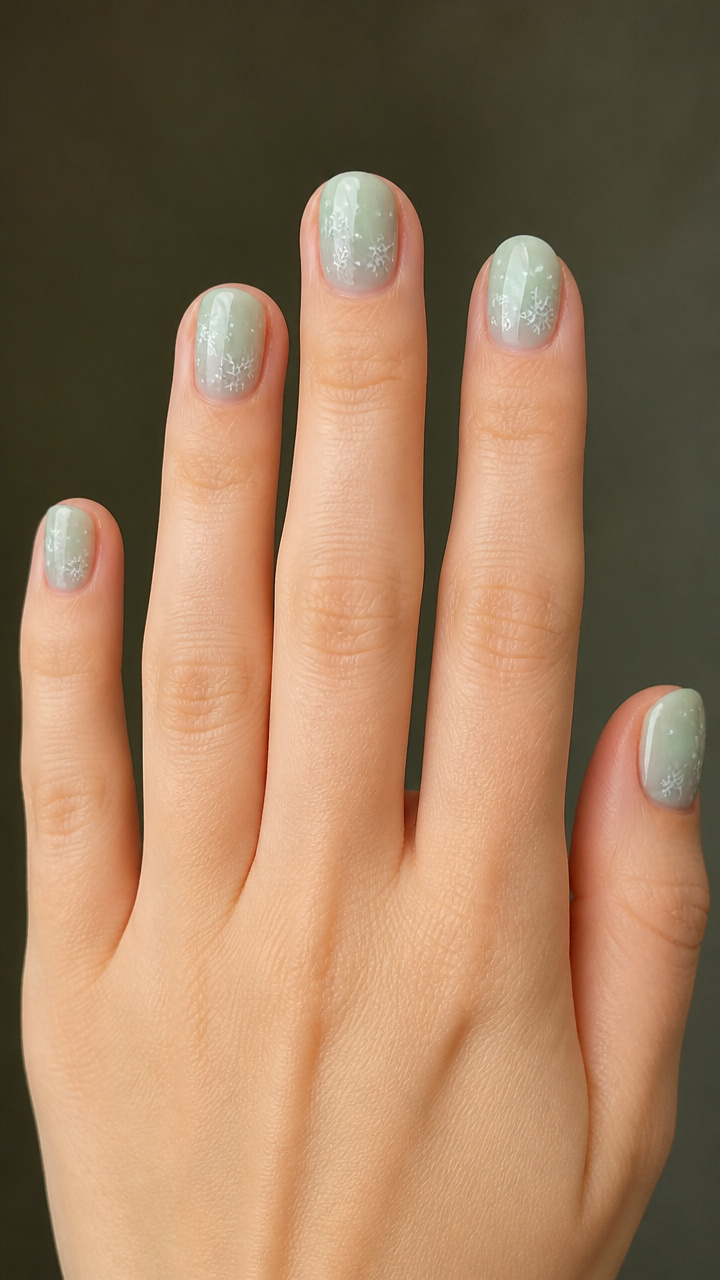 Sheer Mint Wash with Floating Flake Decals