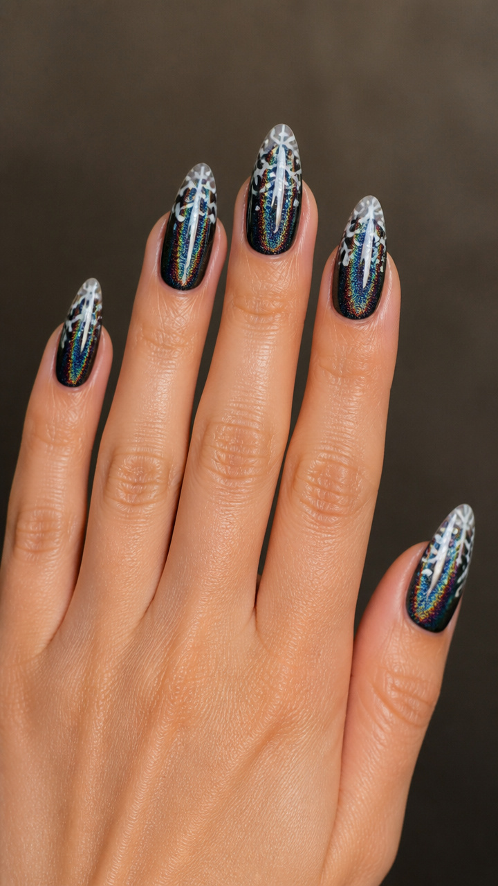 Holo Over Black with Snowflake Cutouts