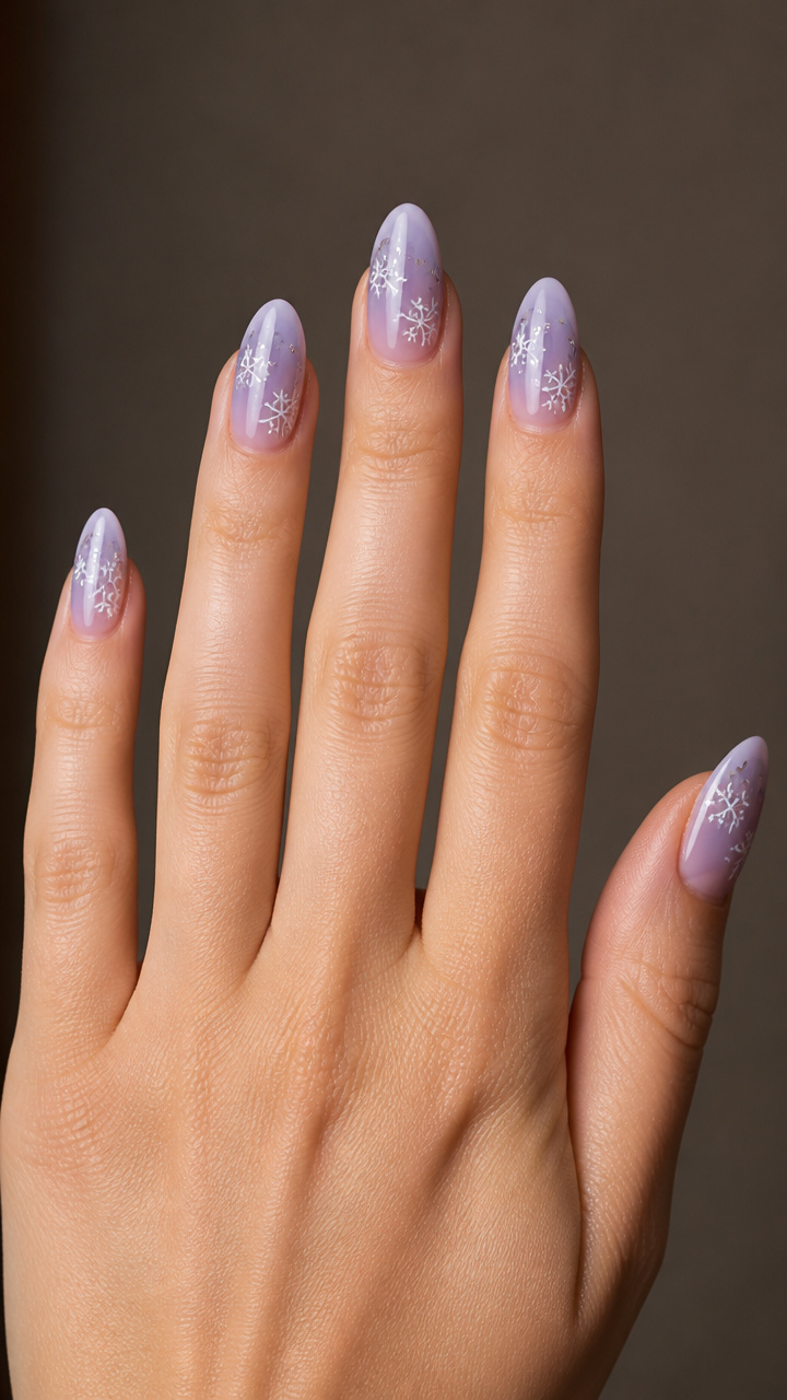 Sheer Lilac with Hand-Painted Snowflake Clusters