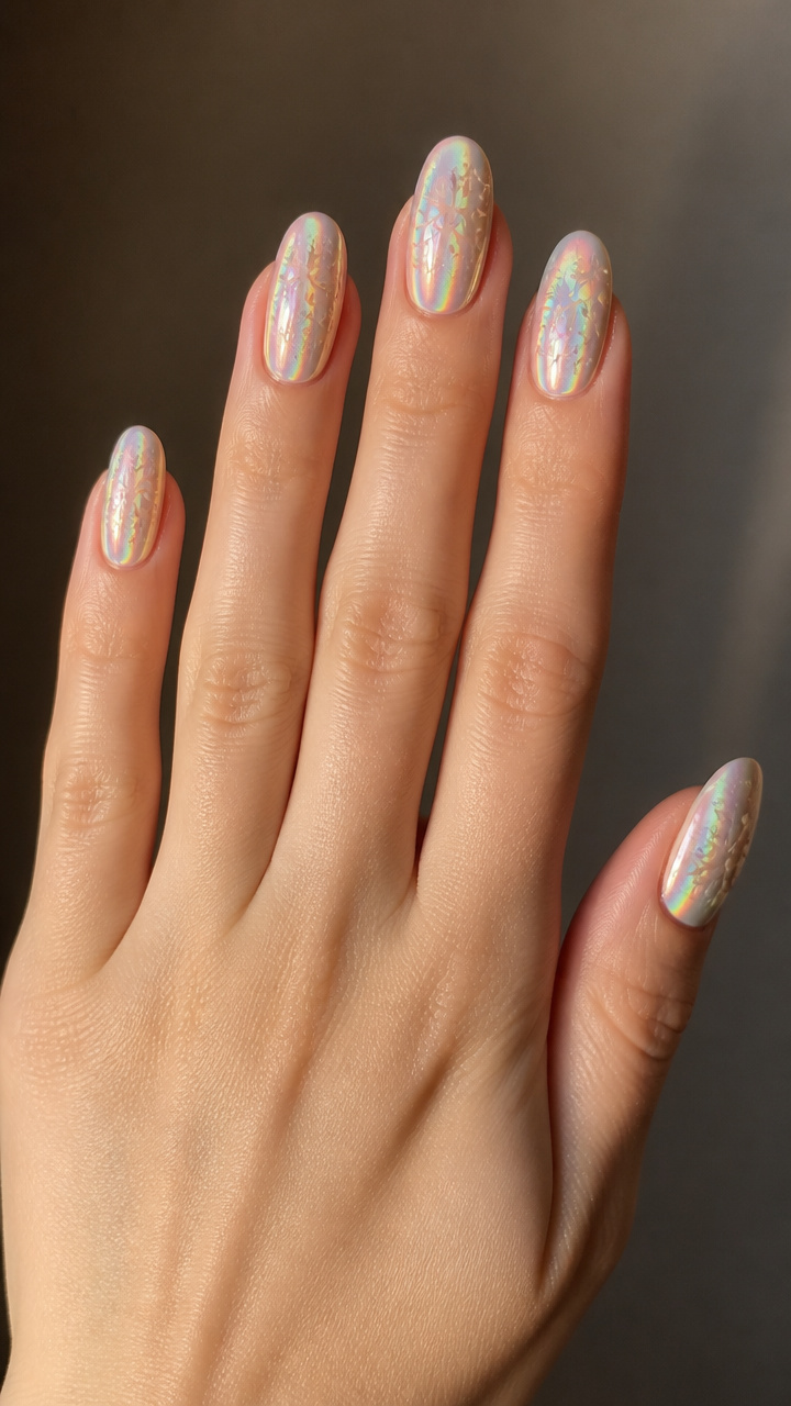 Aurora Borealis Chrome With Negative Space Snowflakes