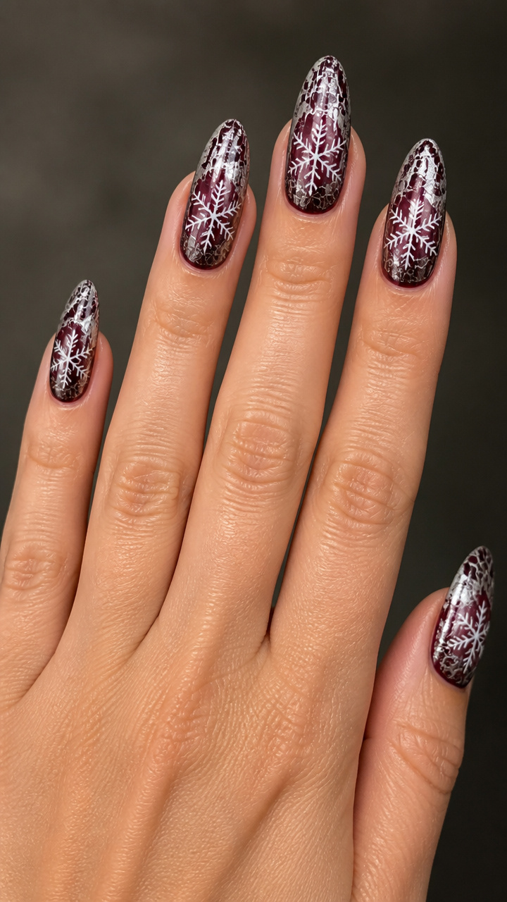 White Crackle Chrome Over Deep Plum Base