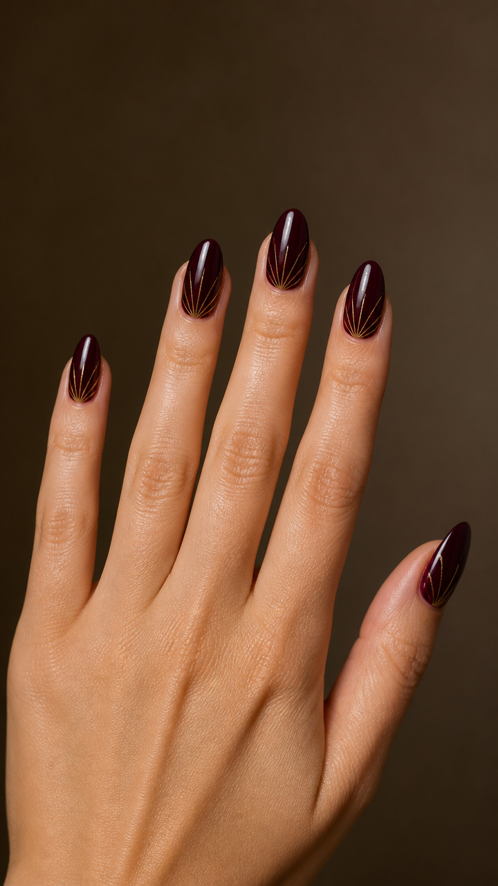 Black Cherry Lacquer with Gold Microstripes