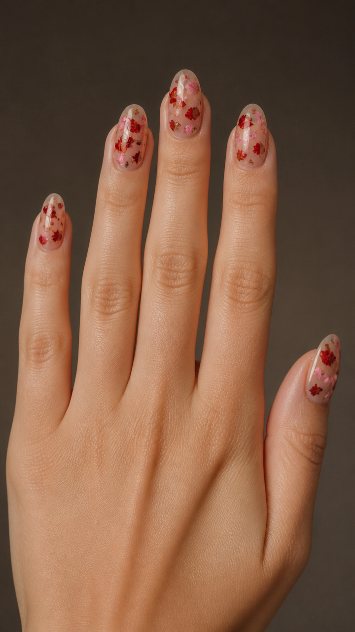 Clear Gloss Base with Scattered Petal Confetti