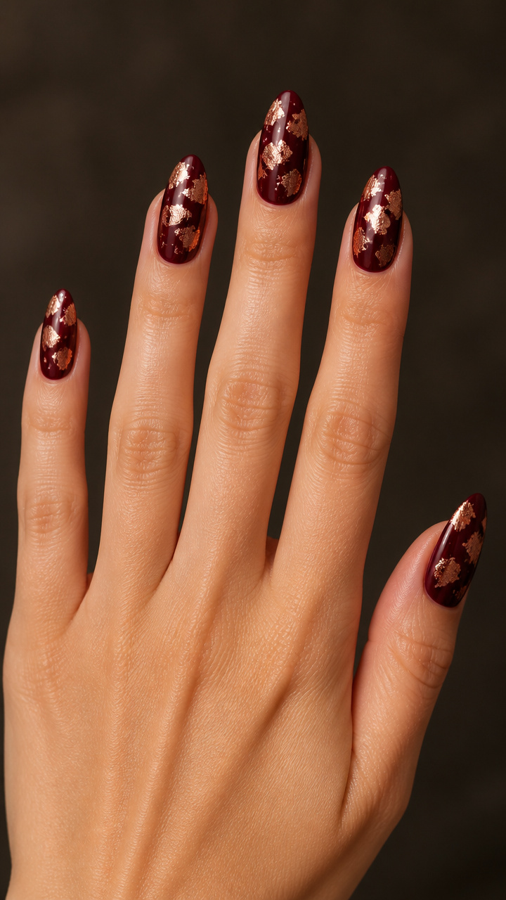 Rose Gold Foil on Burgundy Base