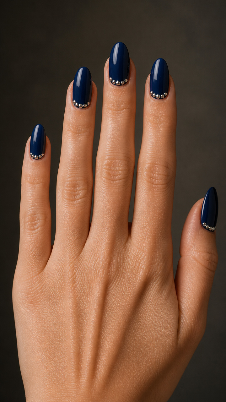Peacoat Blue with Silver Studs