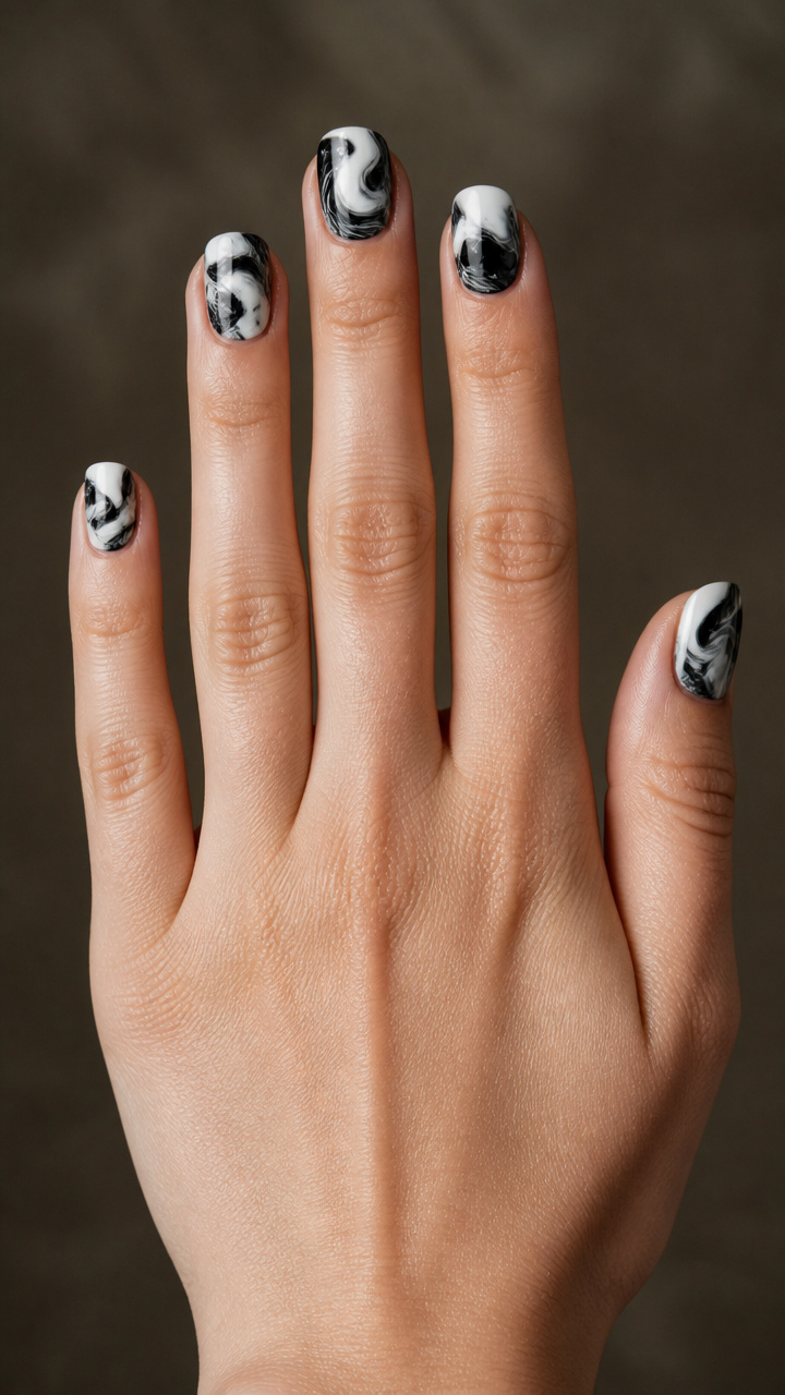 Black and White Abstract Marble